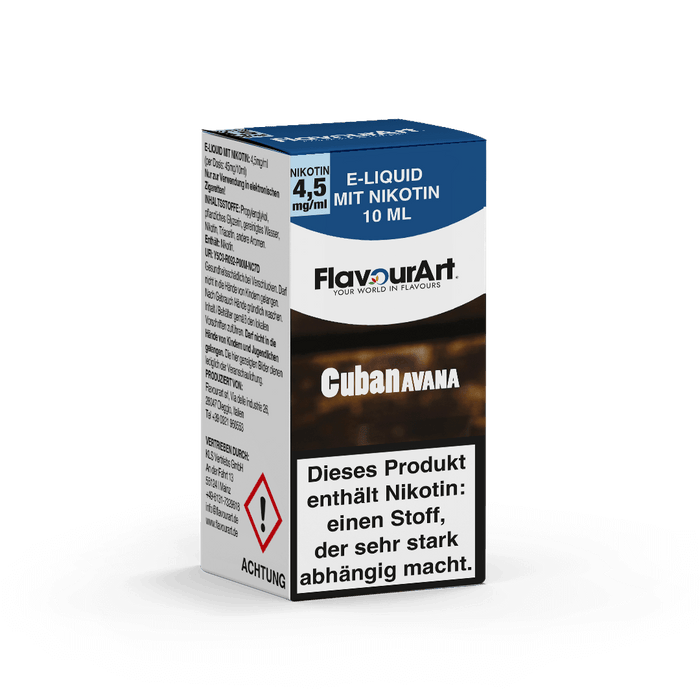 Cuban Avana (kubanische Zigarre) E-Liquid - erhältlich in den Nikotinstärken 4,5 mg/ml, 9 mg/ml oder 18 mg/ml - Inhalt 10 ml