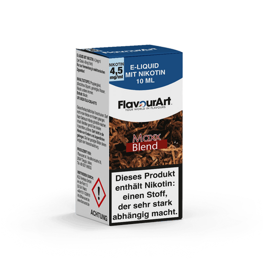 FlavourArt Maxx Blend E-Liquid 10 ml – würziger Tabak mit 4,5 mg/ml Nikotin