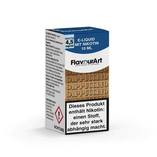 FlavourArt Cappuccino E-Liquid 10 ml – Kaffee mit cremiger Milchnote, 4,5 mg/ml Nikotin