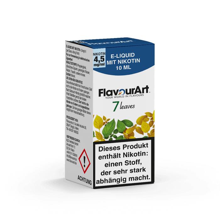 7 Leaves (7 Tabaksorten) E-Liquid - erhältlich in den Nikotinstärken 4,5 mg/ml, 9 mg/ml oder 18 mg/ml - Inhalt 10 ml